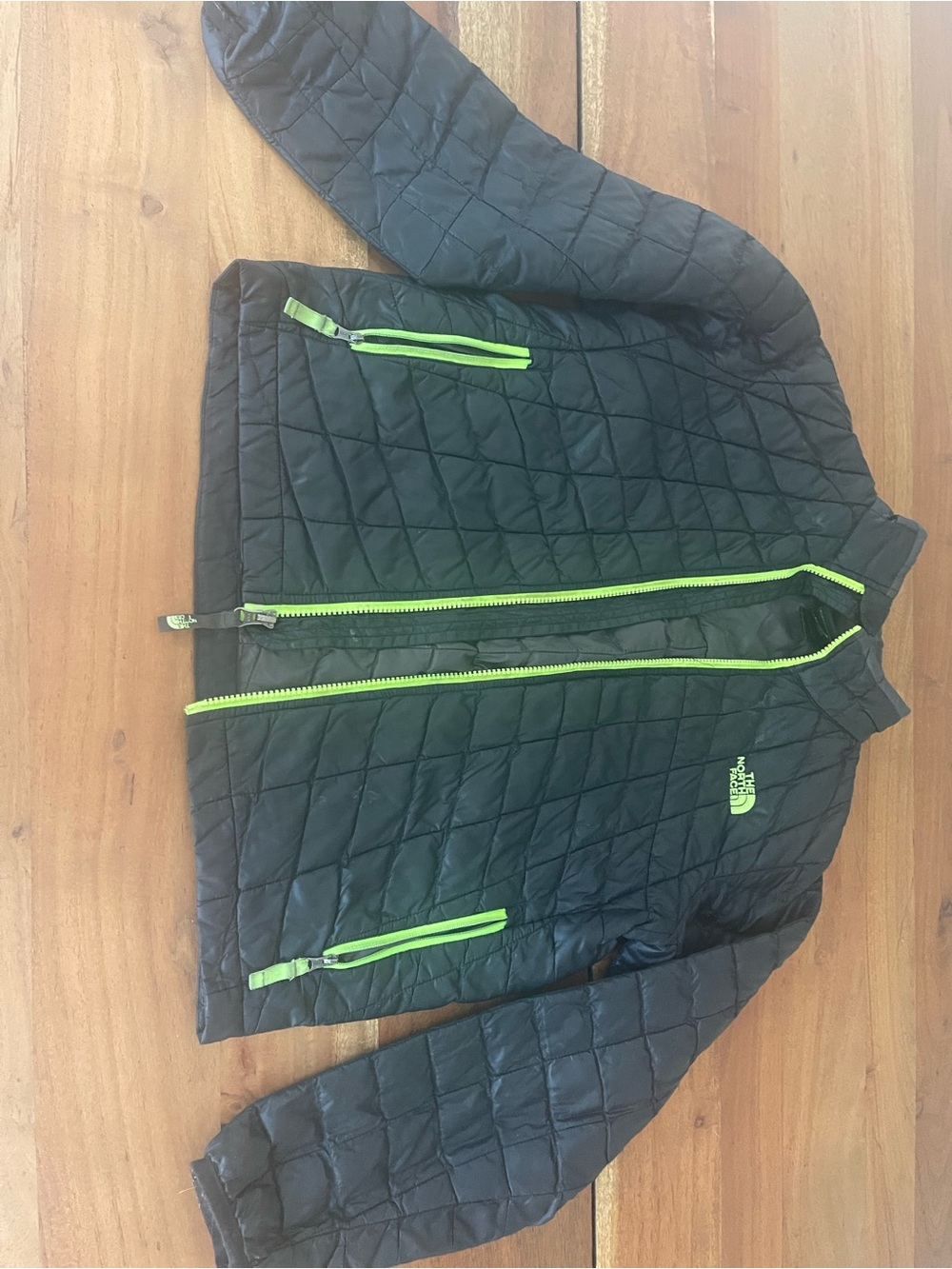 The North Face Black Jacket with Lime Green Zippers